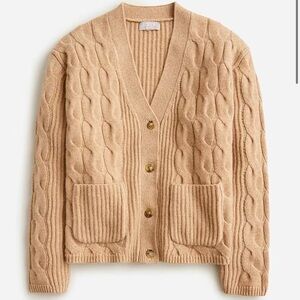 J.Crew Collection Cashmere Cable-Knit V-Neck Cardigan Sweater
